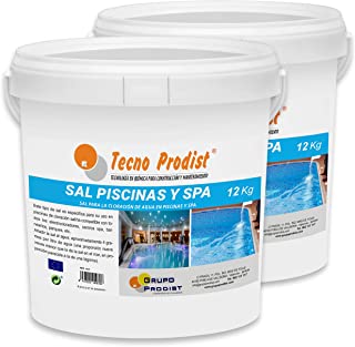 Tecno Prodist Sal Piscinas Sal Especial para la cloracion Salina de Piscinas y SPA - Pack 2 Cubos de 12 KG Facil Aplicacion